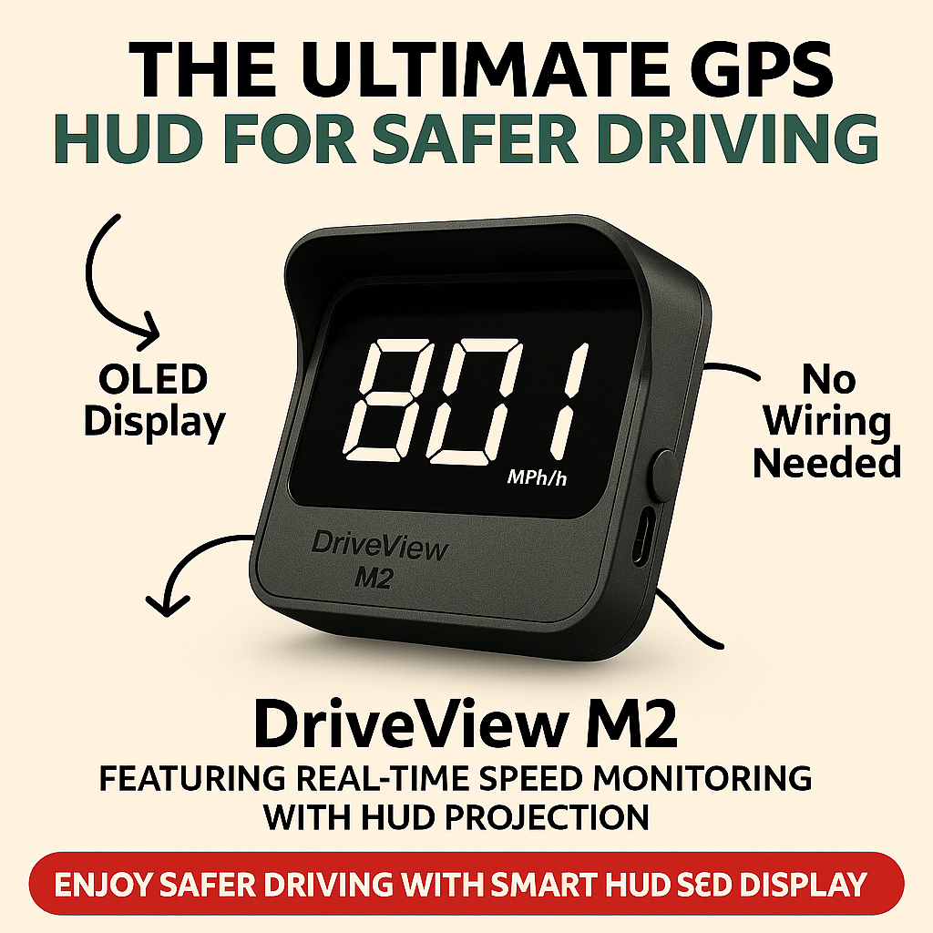 DriveView M2 – Affichage GPS HUD intelligent pour voitures avec projection OLED sur pare-brise