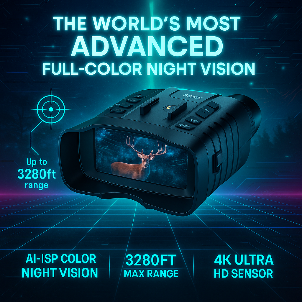 WildScope 4K Night Vision Goggles with 3280ft Zoom & AI Clarity