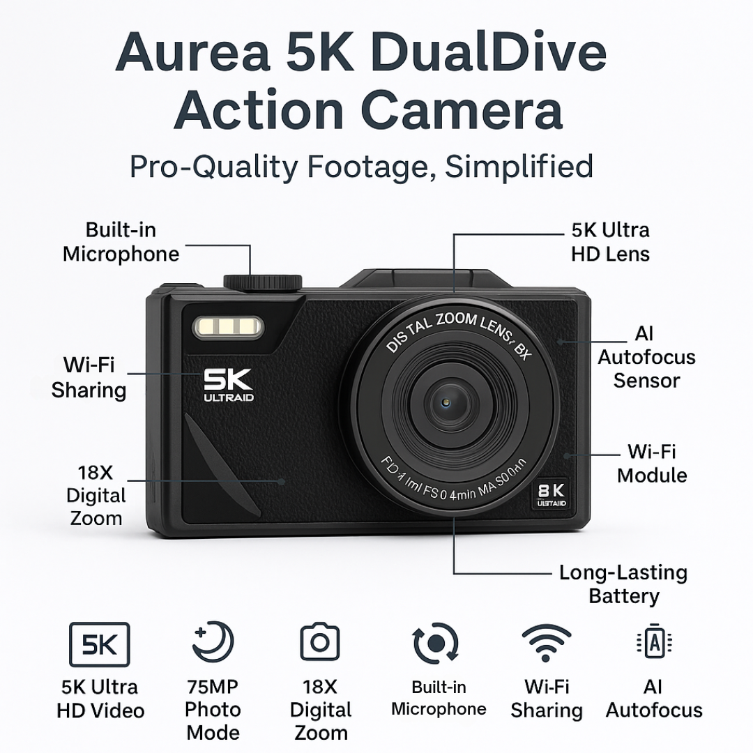 Caméra d'action Aurea 5K DualDive