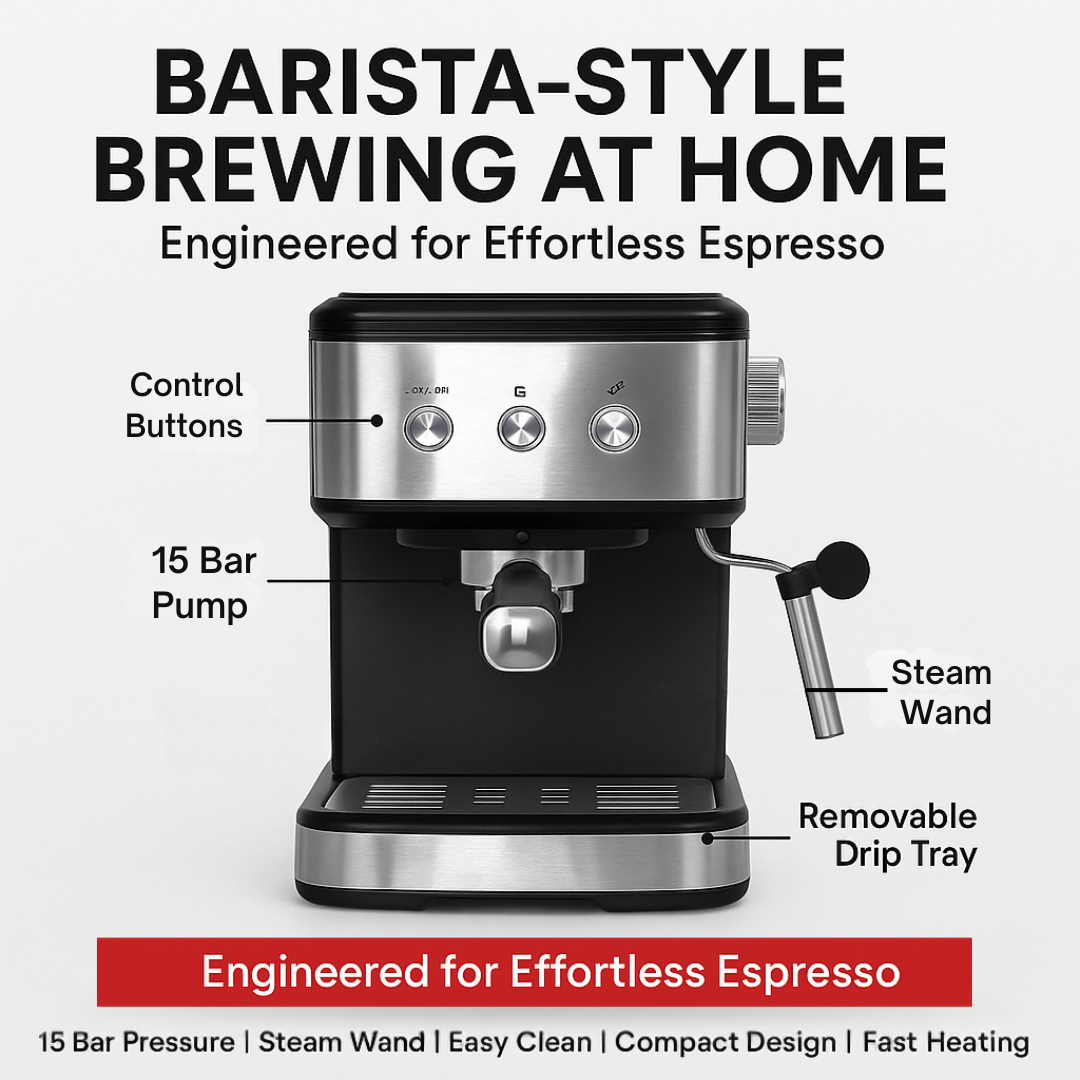 BlissBrew Pro 15 Bar Espresso Coffee Machine