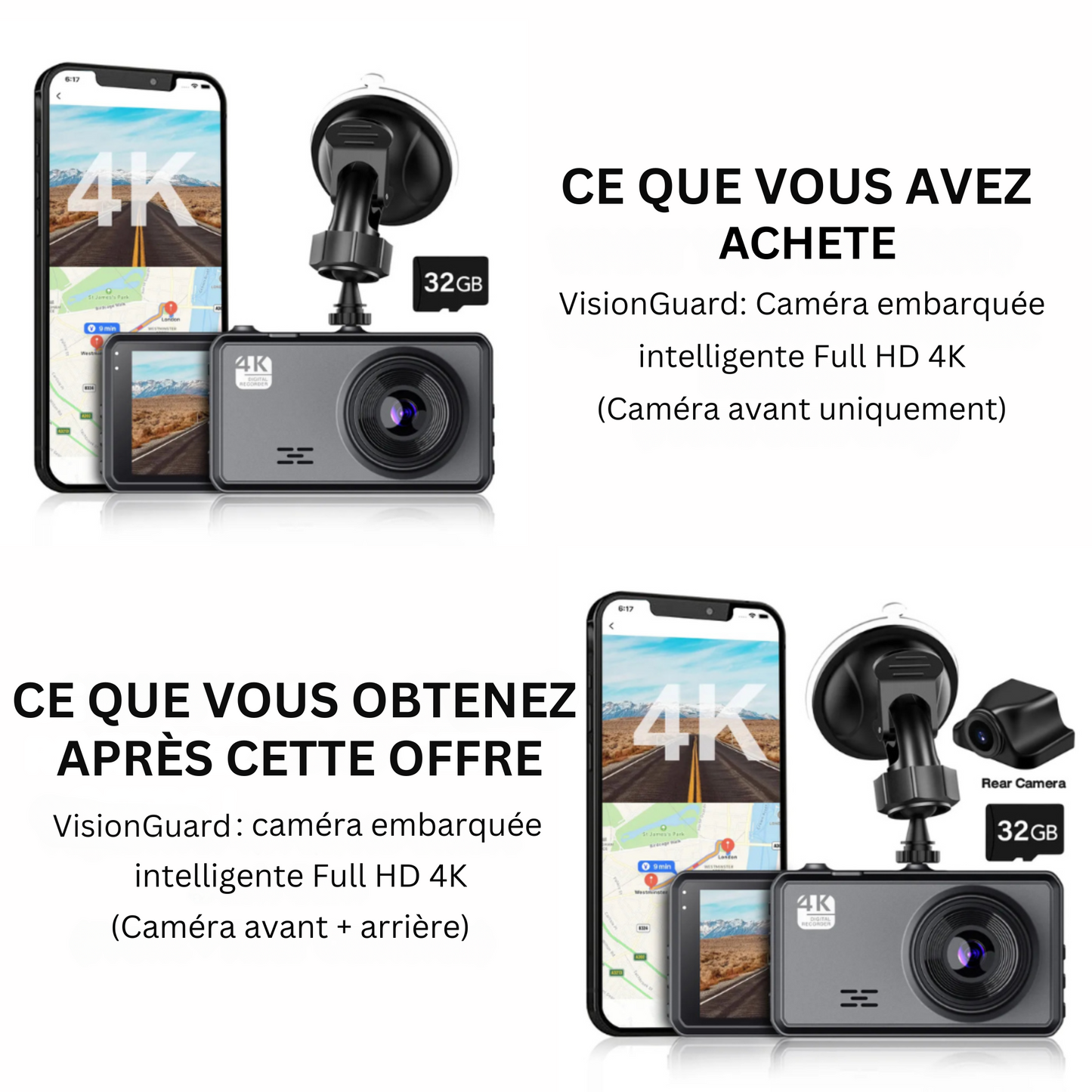 VisionGuard Mise à niveau de la caméra du tableau de bord arrière