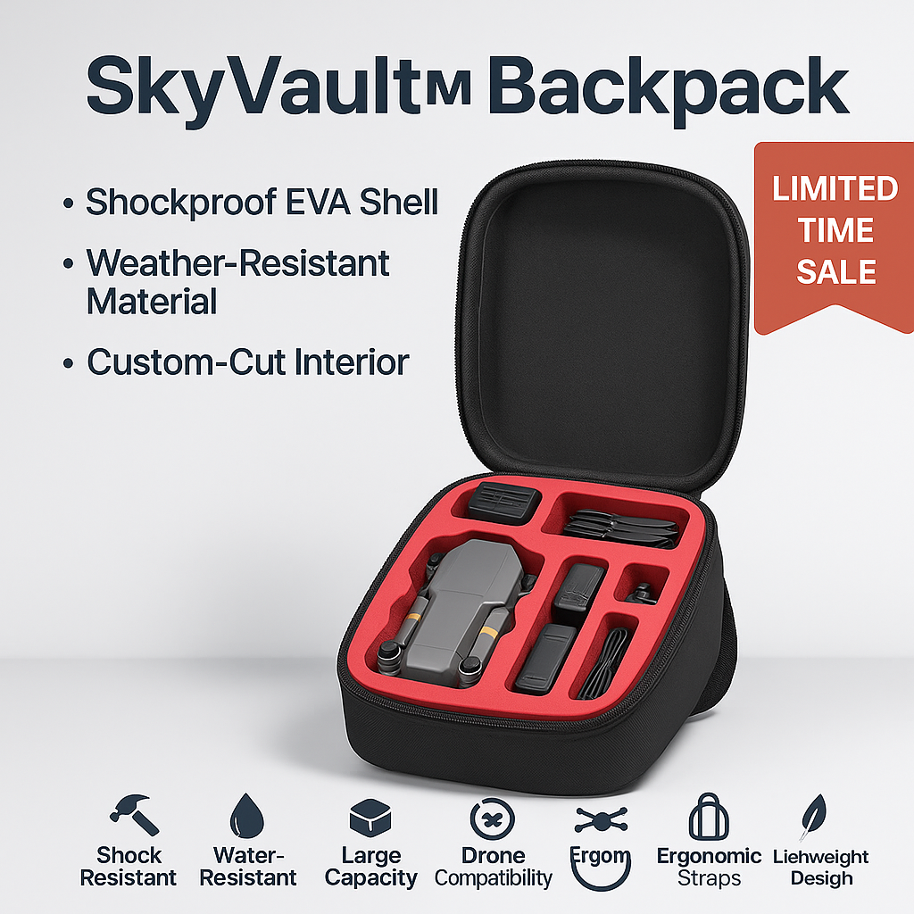 SkyVault EVA Nylon Drone Backpack – Shockproof UAV Carrying Case