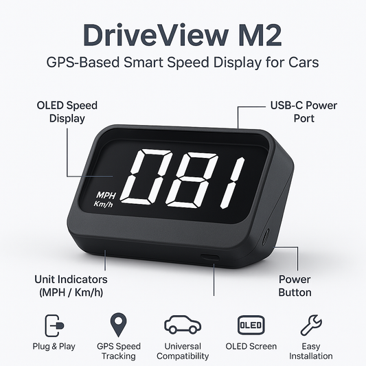 DriveView M2 – Affichage GPS HUD intelligent pour voitures avec projection OLED sur pare-brise