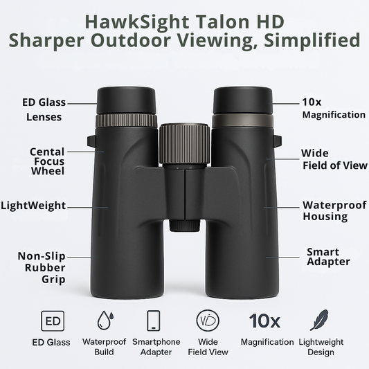 HawkSight Talon HD – 12x42 Binoculars with Sharp ED Glass