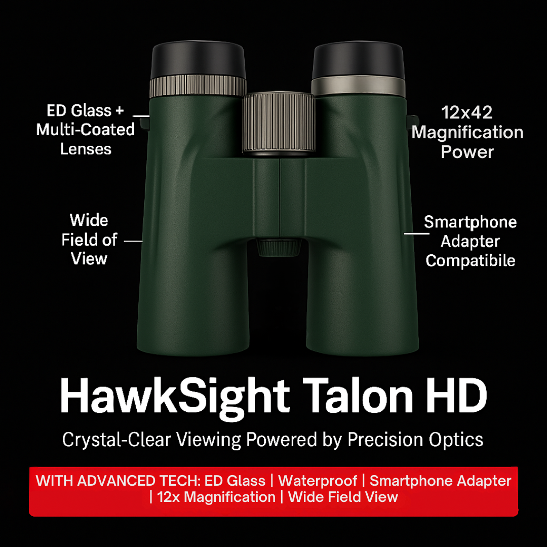 HawkSight Talon HD – 12x42 Binoculars with Sharp ED Glass