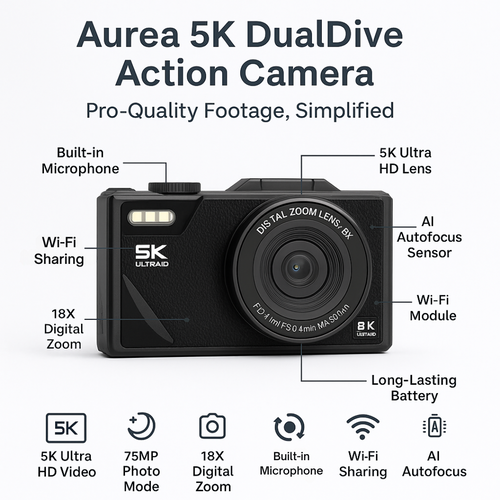 Caméra d'action Aurea 5K DualDive